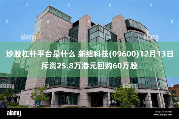 炒股杠杆平台是什么 新纽科技(09600)12月13日斥资25.8万港元回购60万股